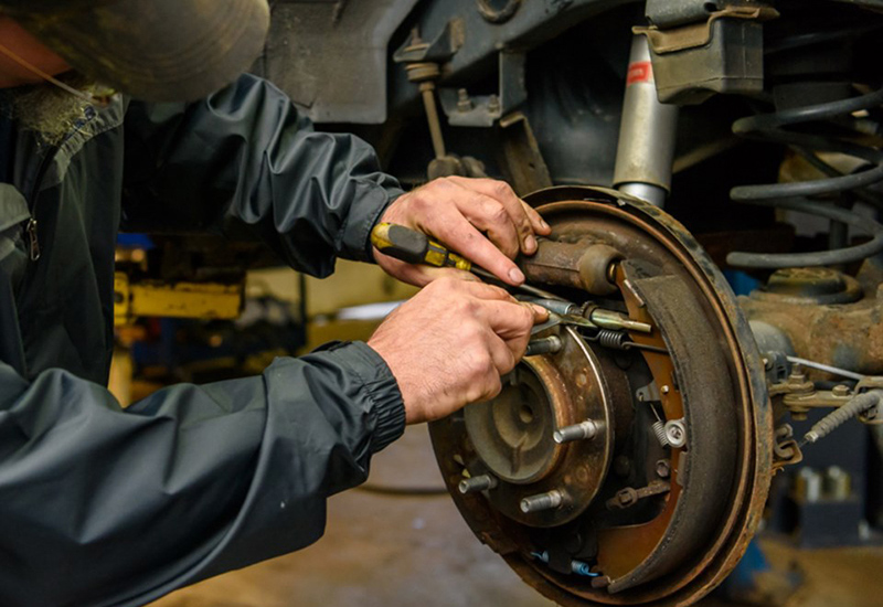 Close up of brake repairs by Skip's Automotive